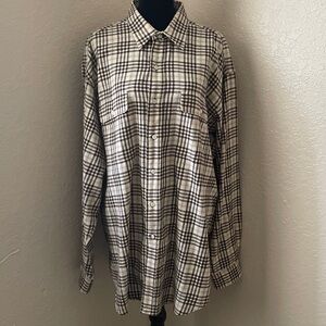 Ralph Lauren Blue Label Brown and White Plaid Casual  Shirt